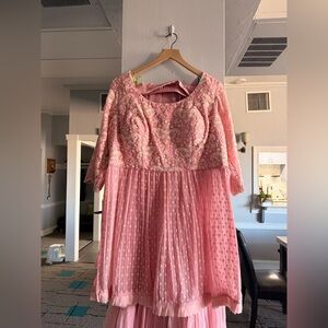 Elegant Pink Lengha with Palazzo Pants